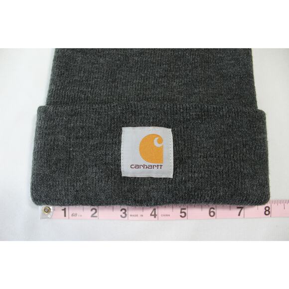 Carhartt A18 Beanie Hat OSFA Dark Gray Knit Cuffed Workwear Made in Canada - Picture 4 of 6